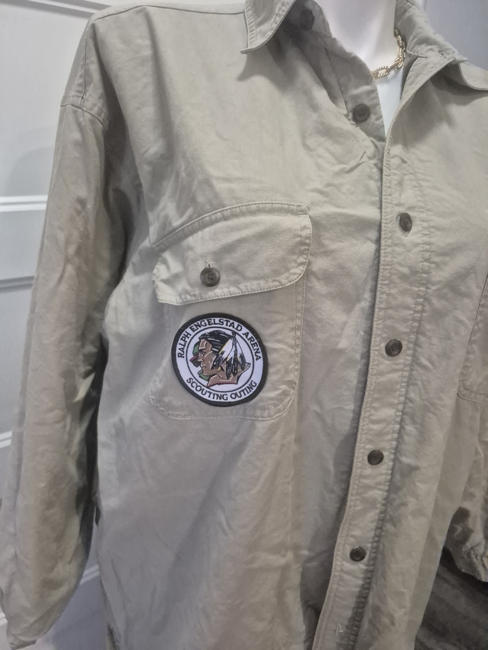 Stanley Beige Utility Button-Up Shirt with Patch